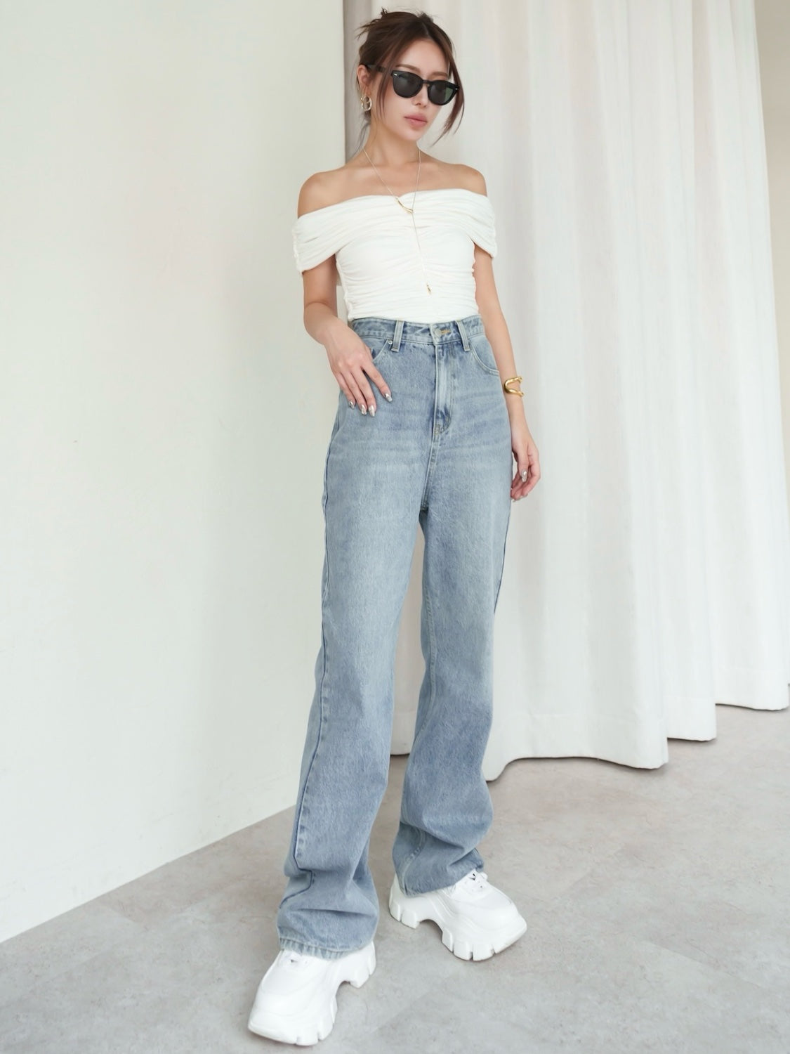 ウォッシュ ワイド プレーン Denim