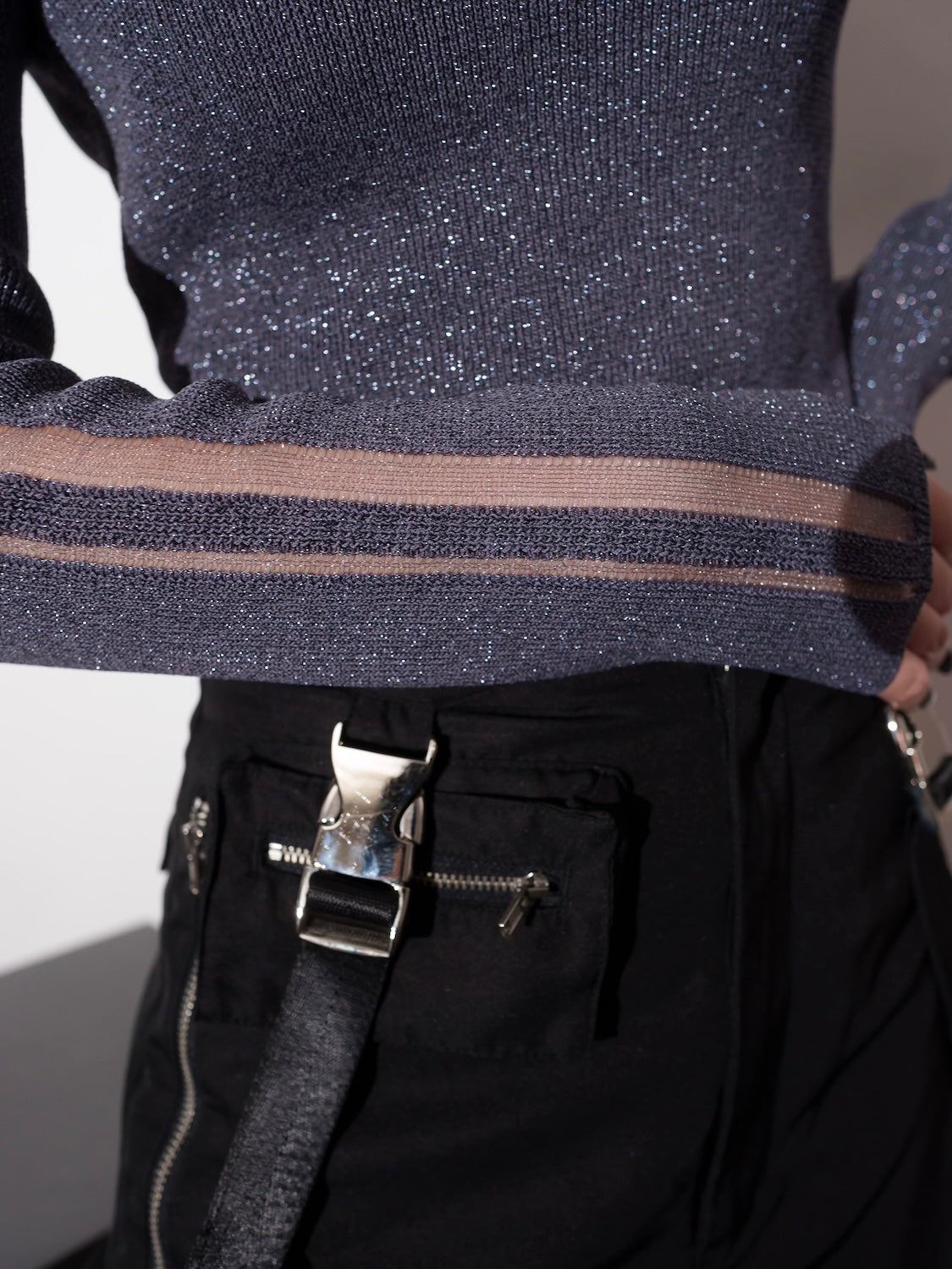 シアー Double ライン ラメニット