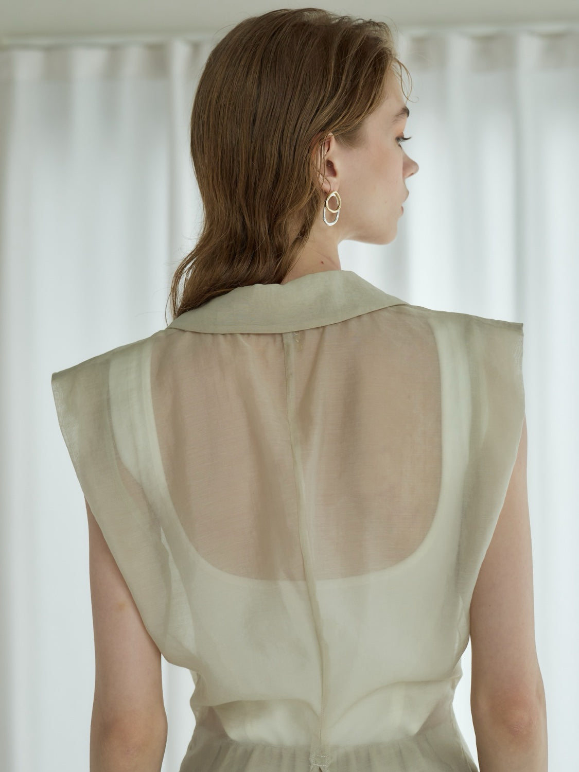 Sheer tuck shoulder vest