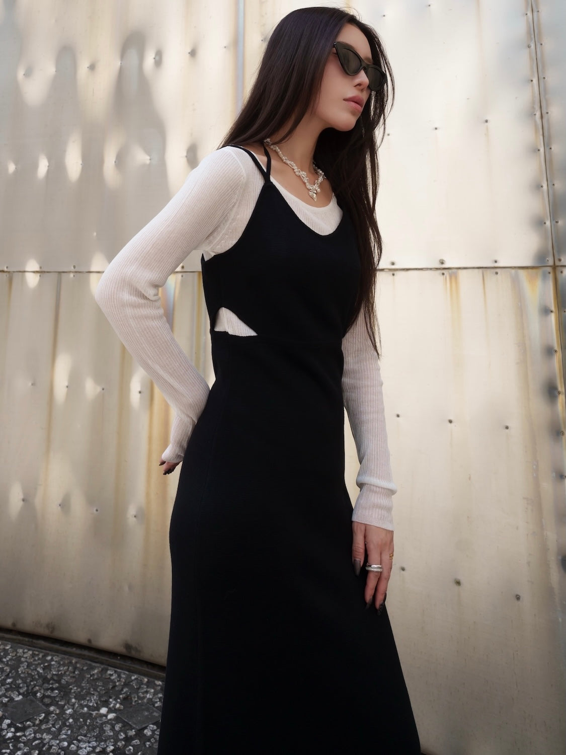 シアー ドッキング KNIT ワンピース