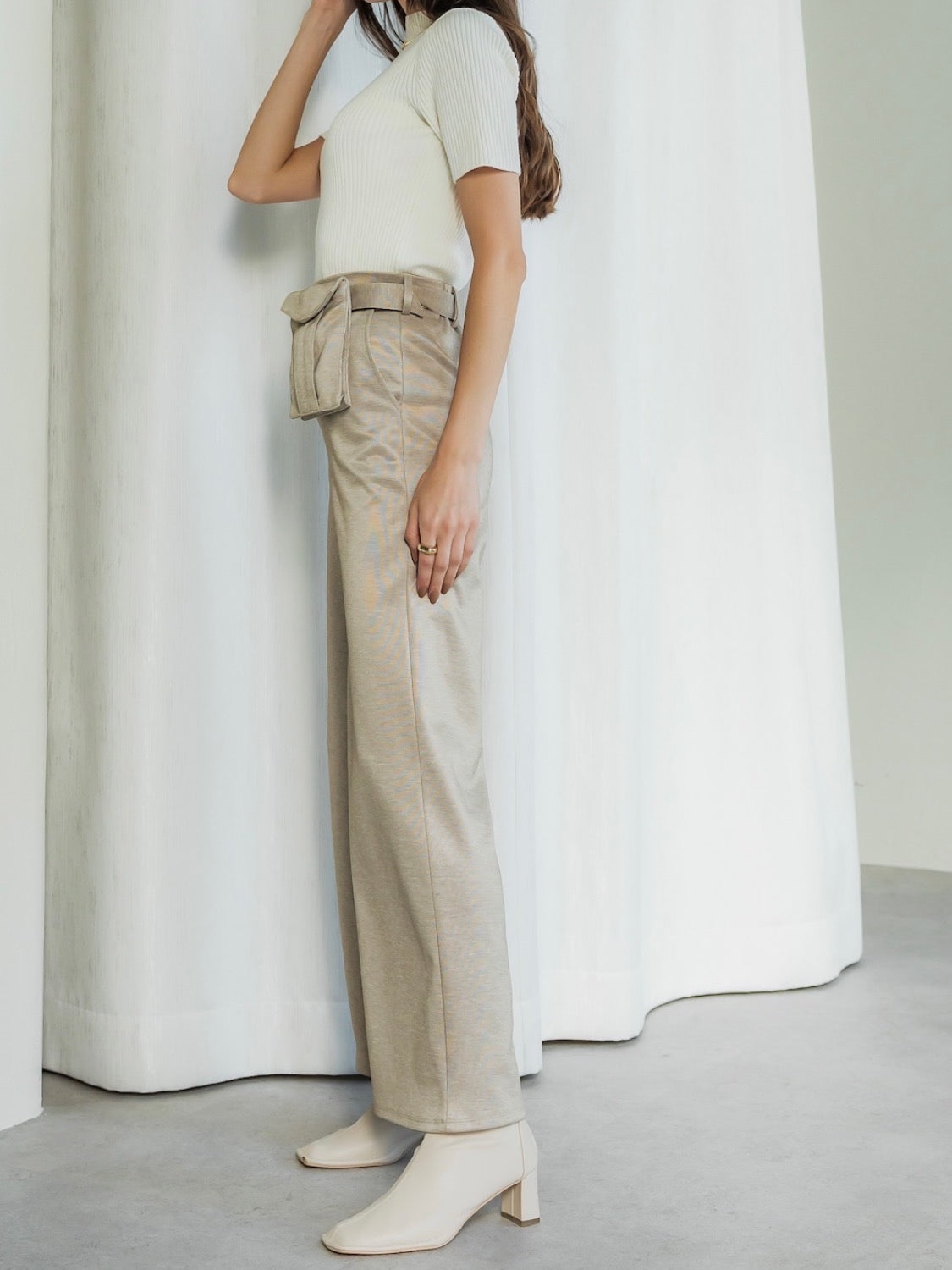 モックネック ハーフスリーブ Tops