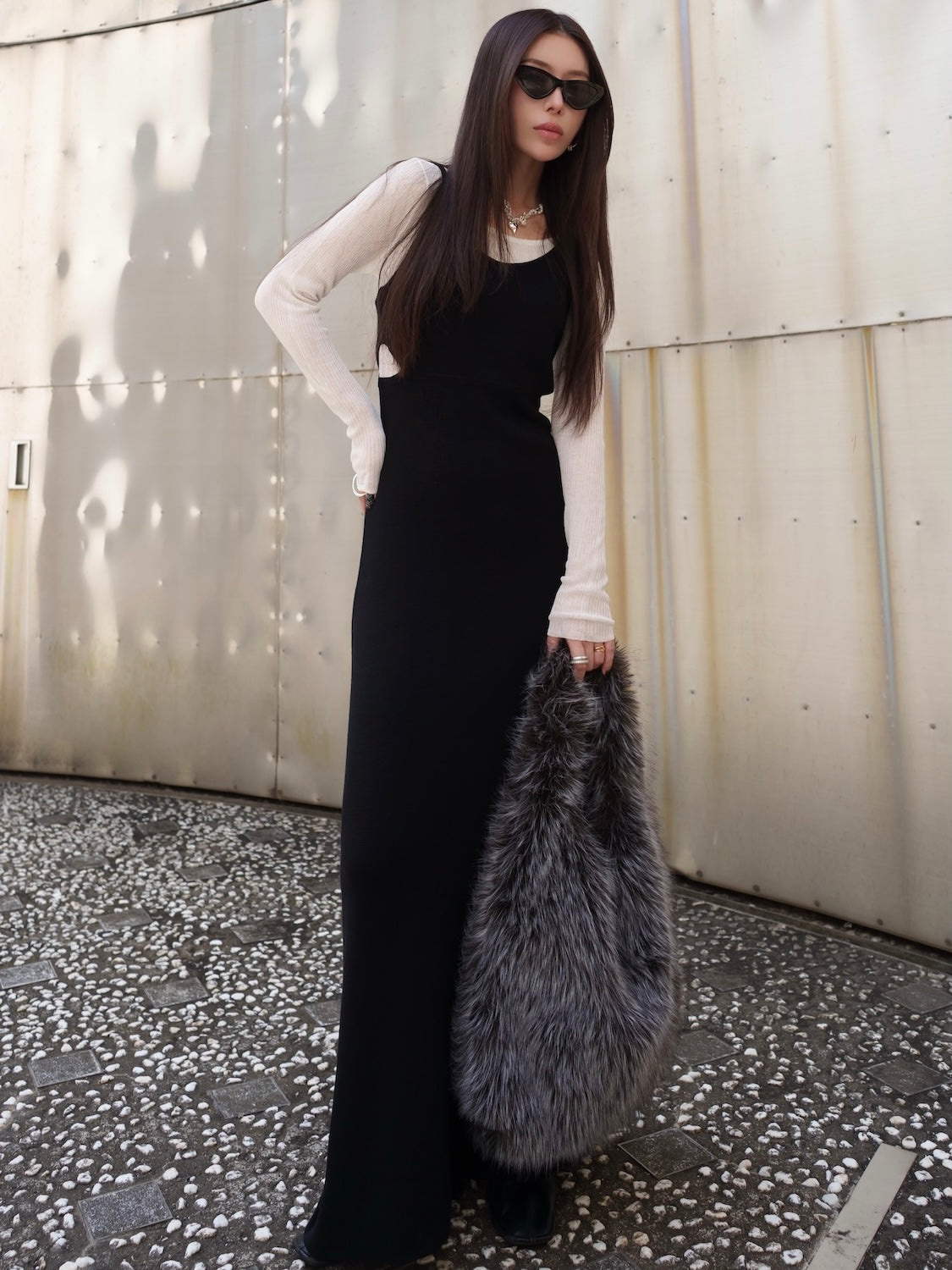 シアー ドッキング KNIT ワンピース