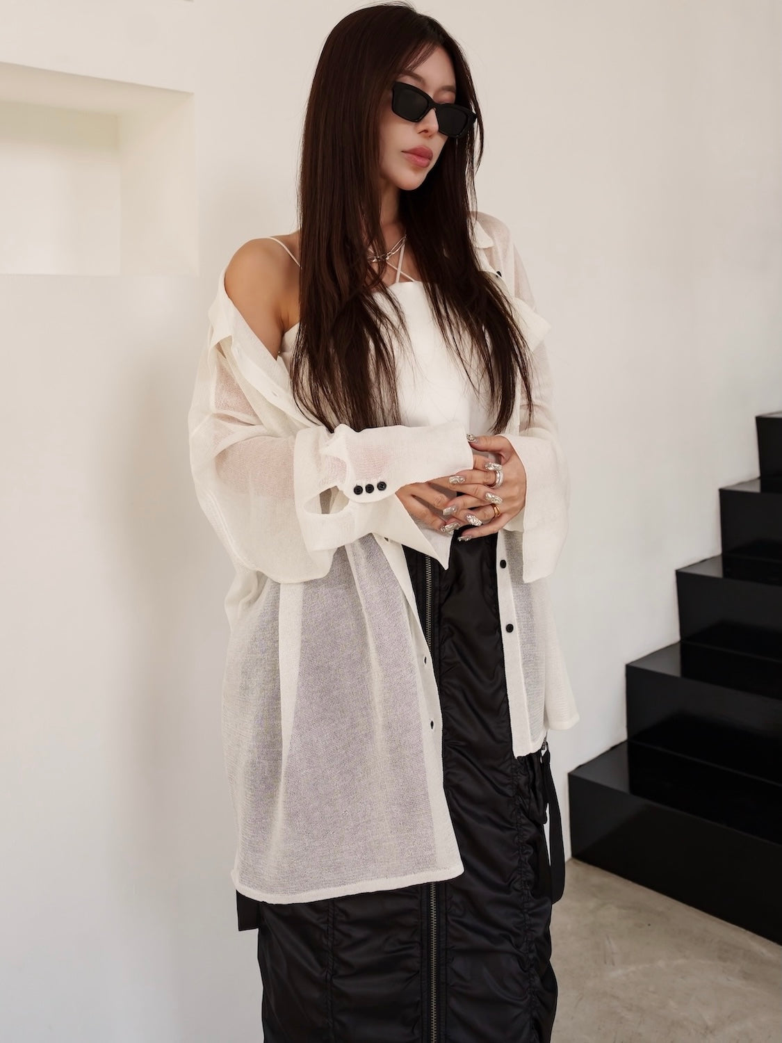 Summer KNIT sheer blouse