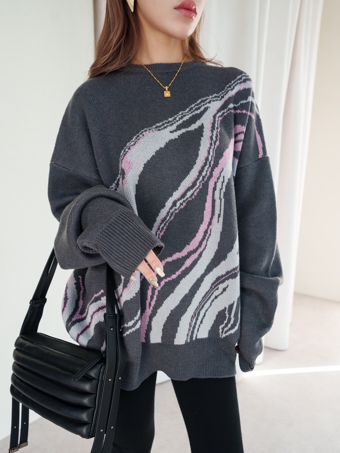Marble Long-sleeve Pullover