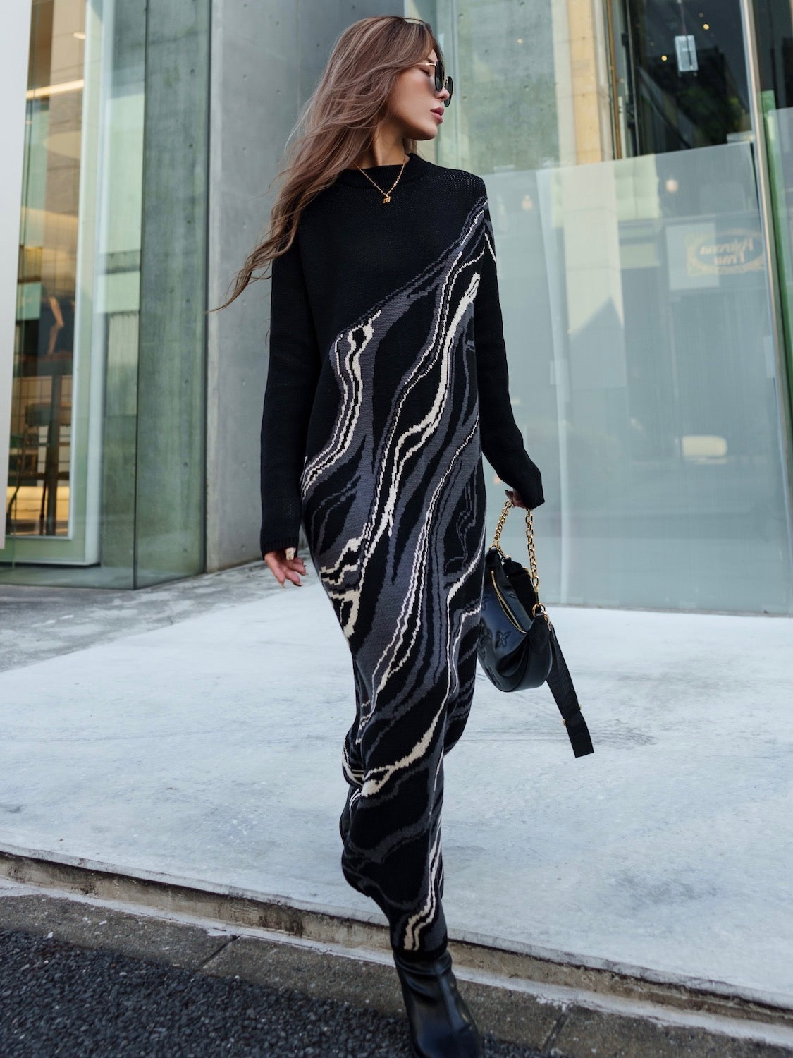 Glam Lips】グラムリップス ジャガード編みニットワンピース Glam Lips  