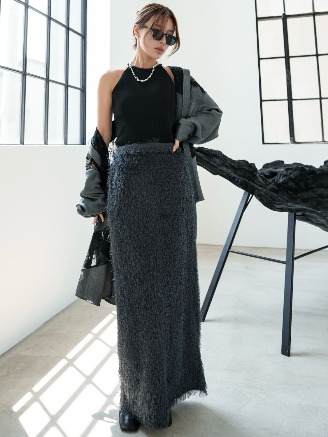 Relax Shaggy Long Skirt