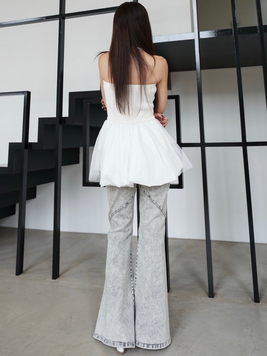 ニット ドッキング バルーンペプラム