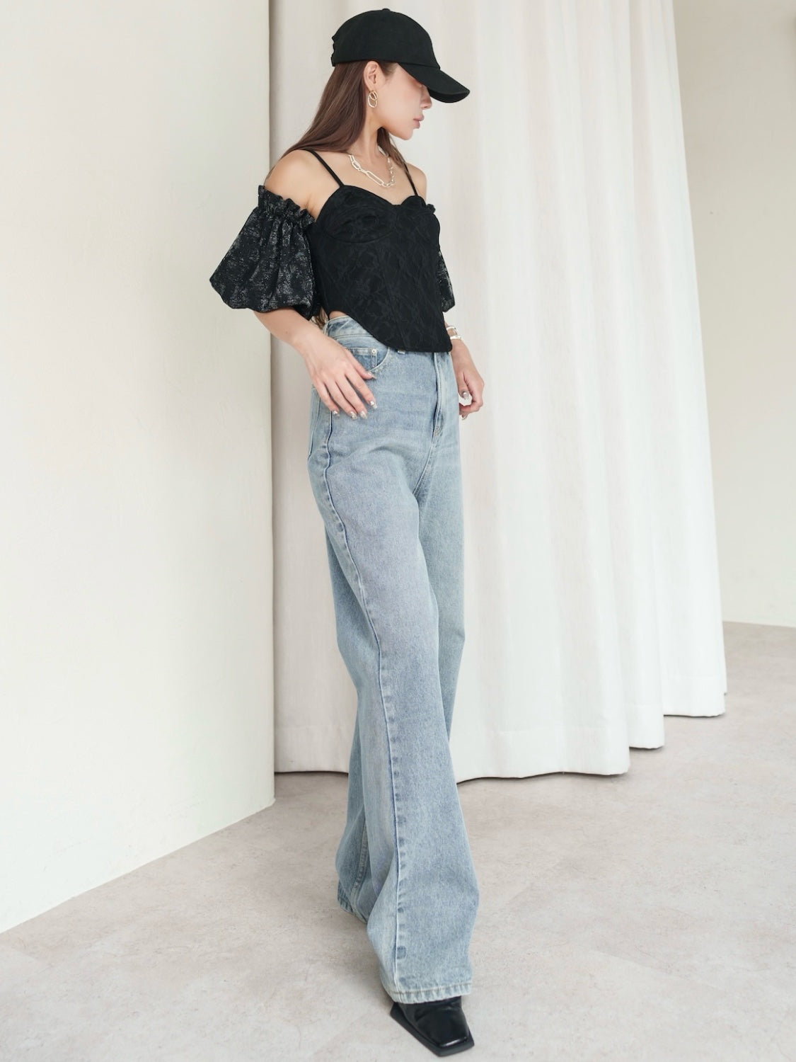 ウォッシュ ワイド プレーン Denim