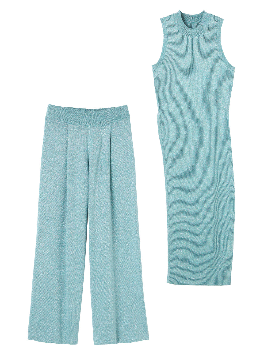アシンメトリー スリット ラメKNIT セットアップ