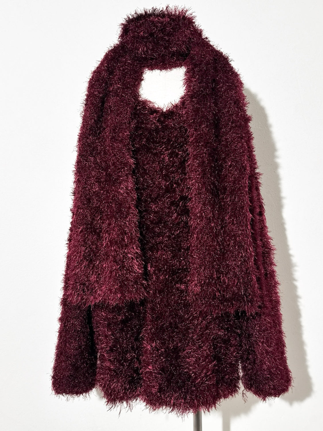 Vネック シャギーKNIT&マフラー Set