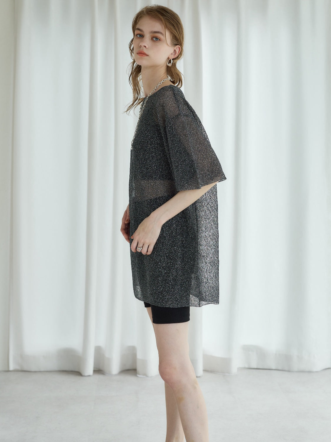 Sheer Knit Over T-shirt