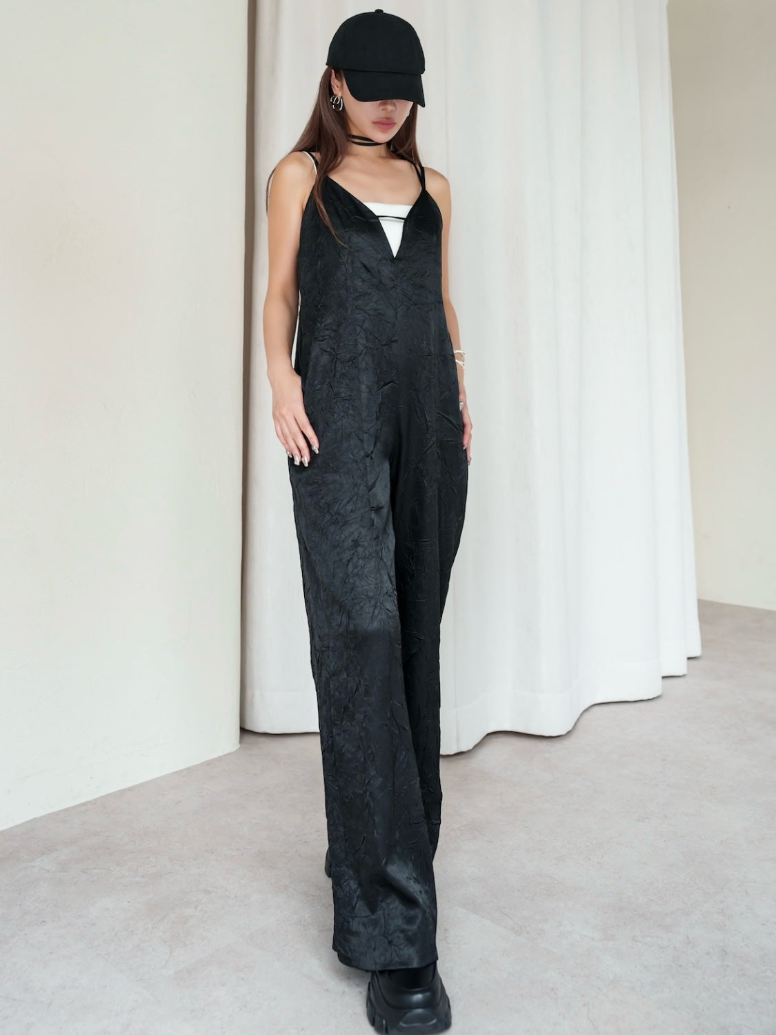 Glossy Washer Satin Romper