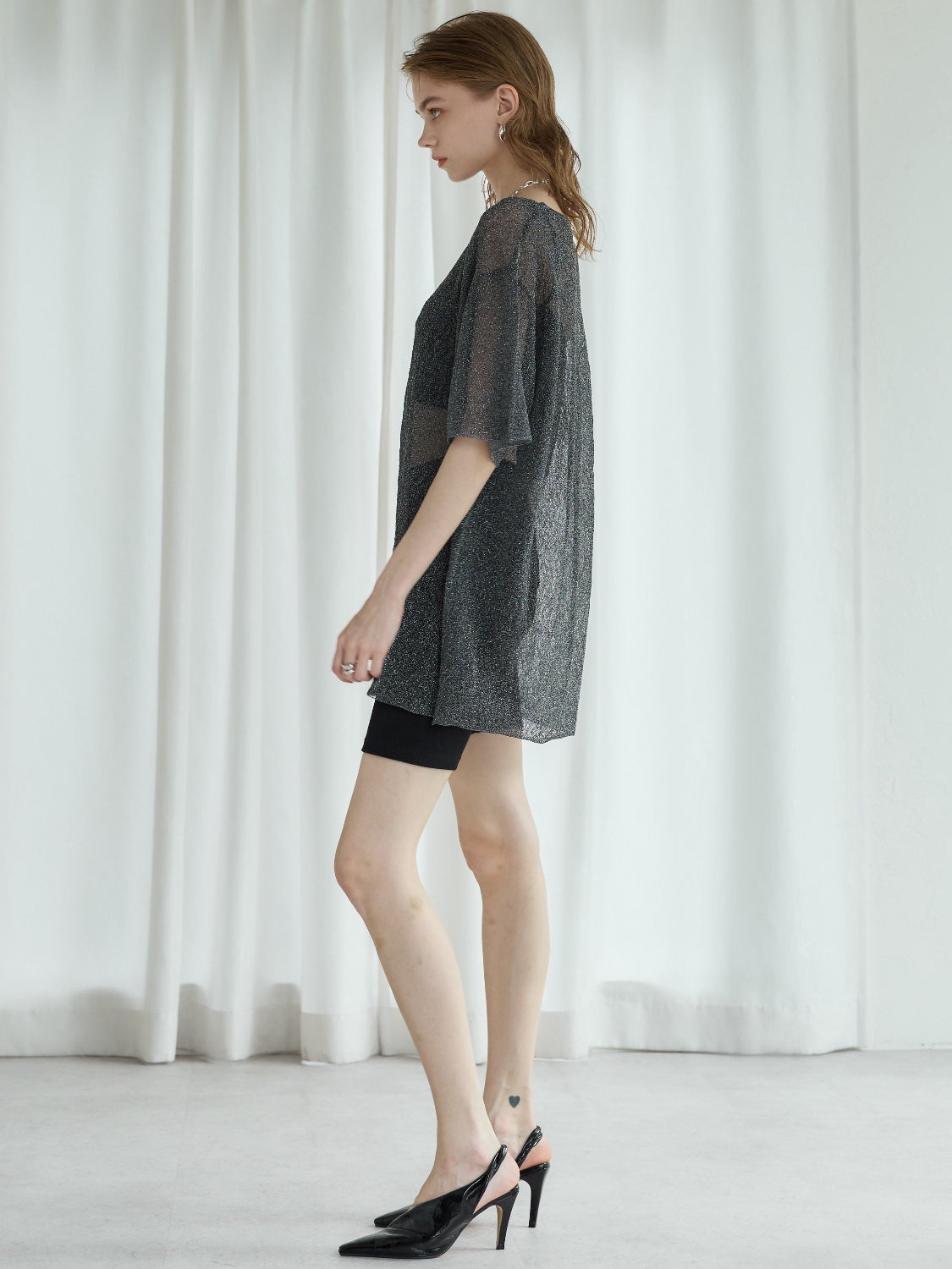 Sheer Knit Over T-shirt