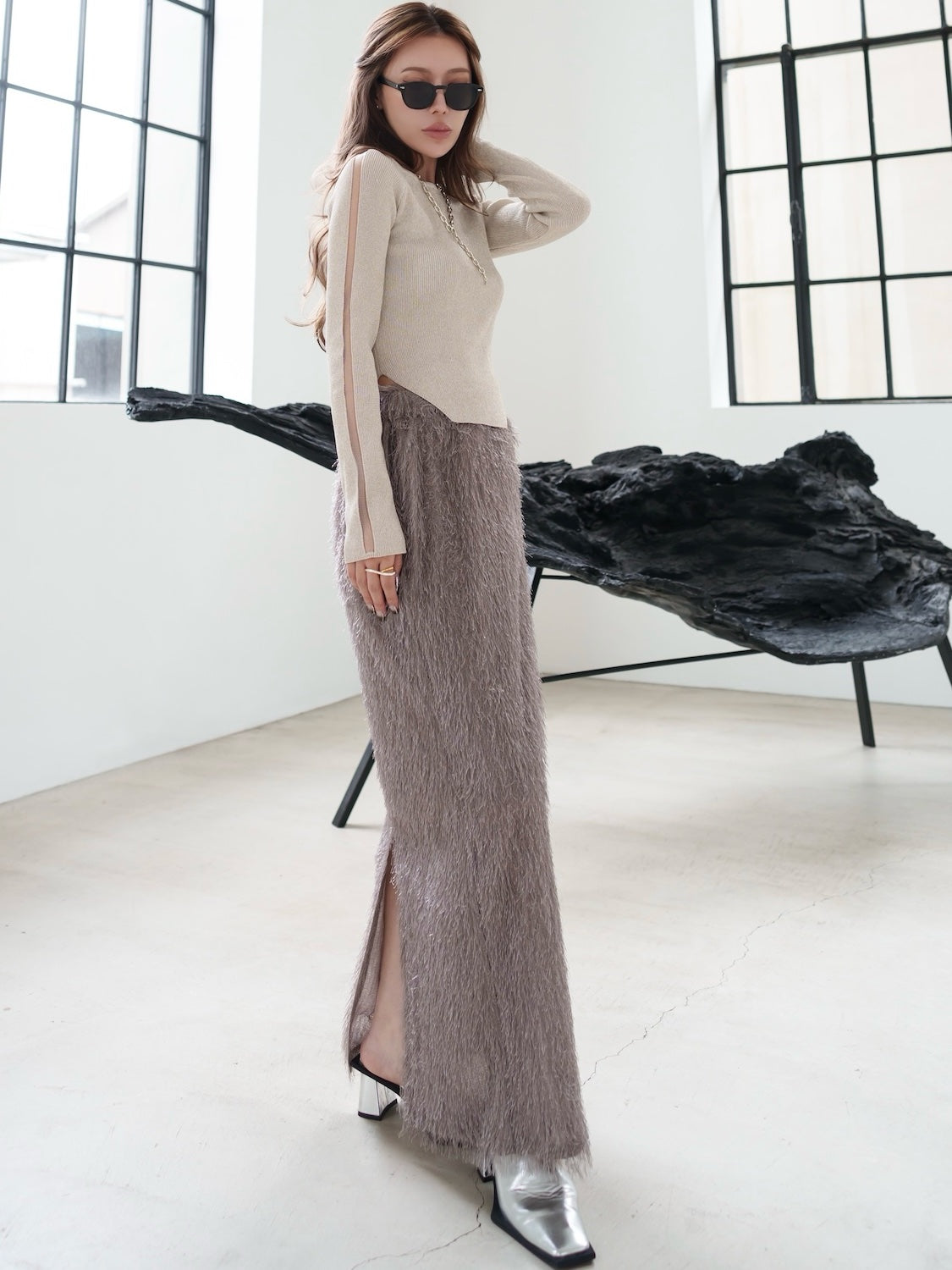 Relax Shaggy Long Skirt