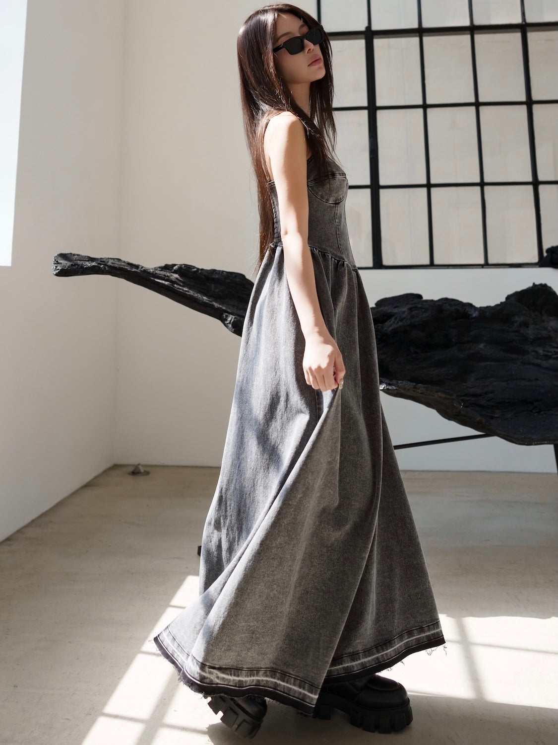 コルセットライク フレア DENIM Dress