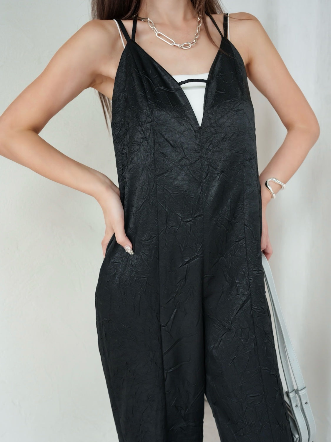 Glossy Washer Satin Romper