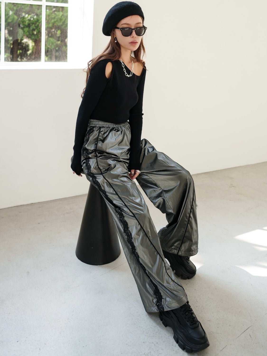 Asymmetrical Long-sleeve Knit