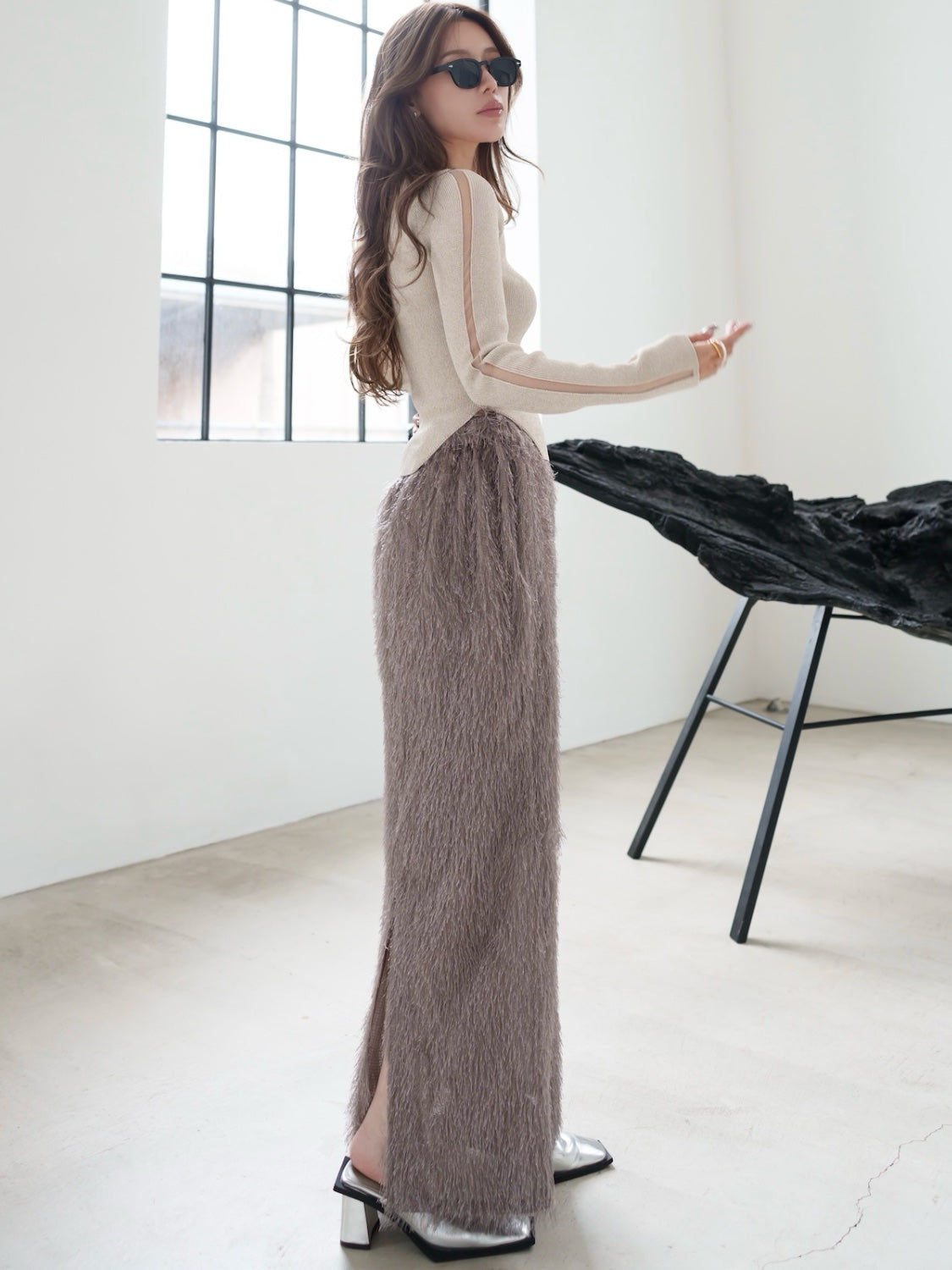 Relax Shaggy Long Skirt