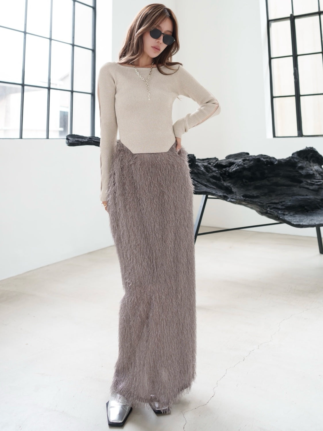 Relax Shaggy Long Skirt