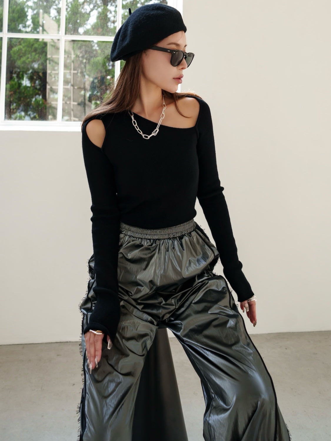 Asymmetrical Long-sleeve Knit