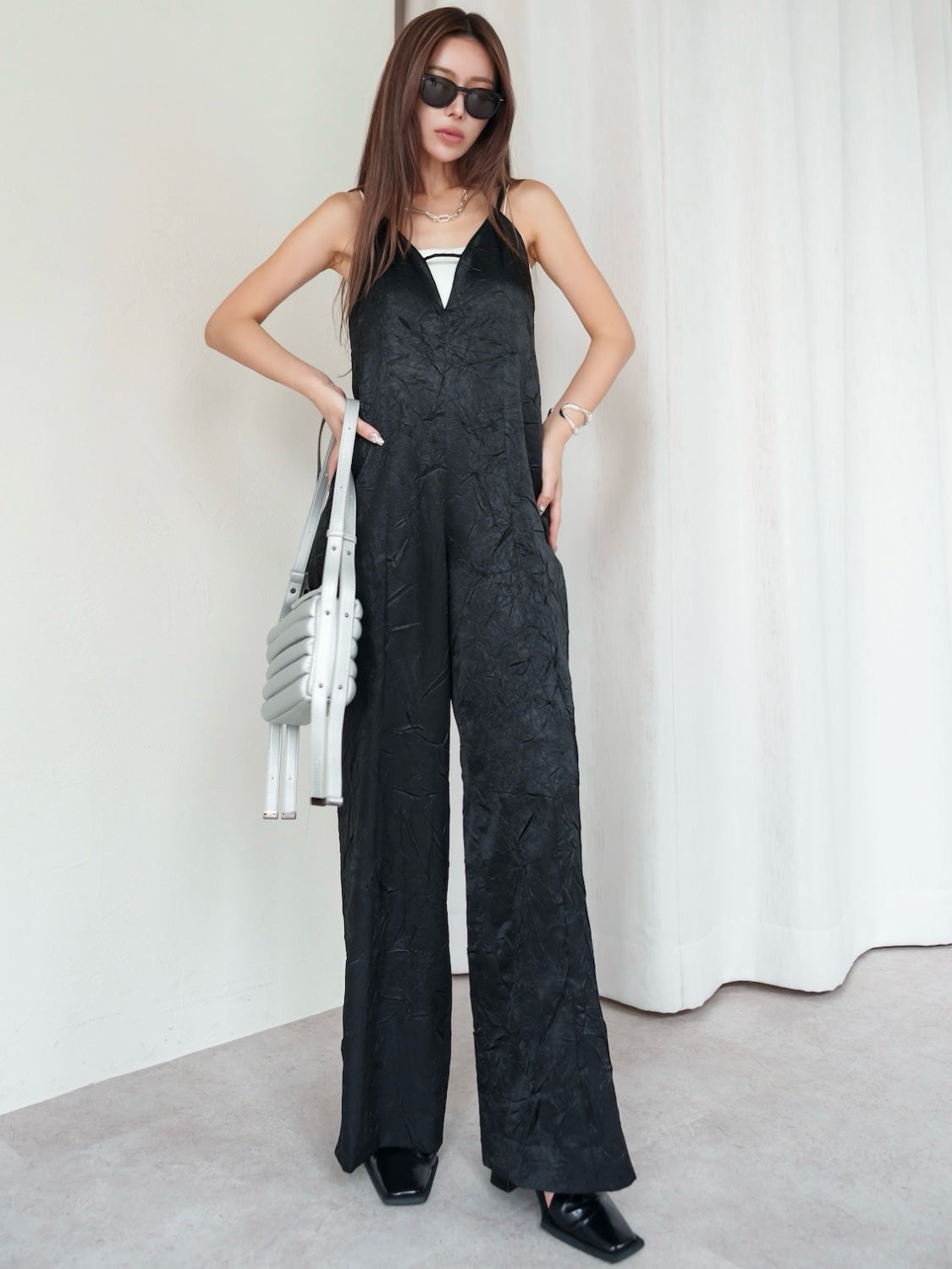 Glossy Washer Satin Romper