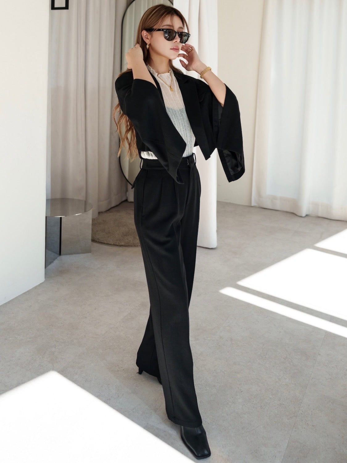 Wool twill short jacket