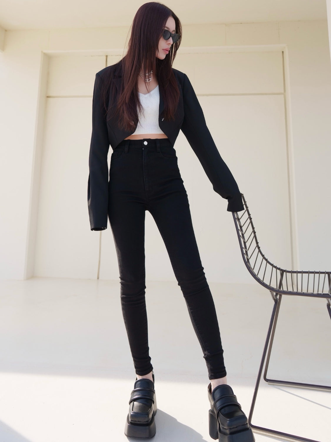 Black ハイウエスト スキニー