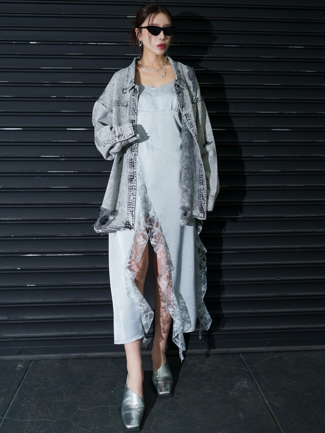 2WAY ダメージ DENIMシャツ