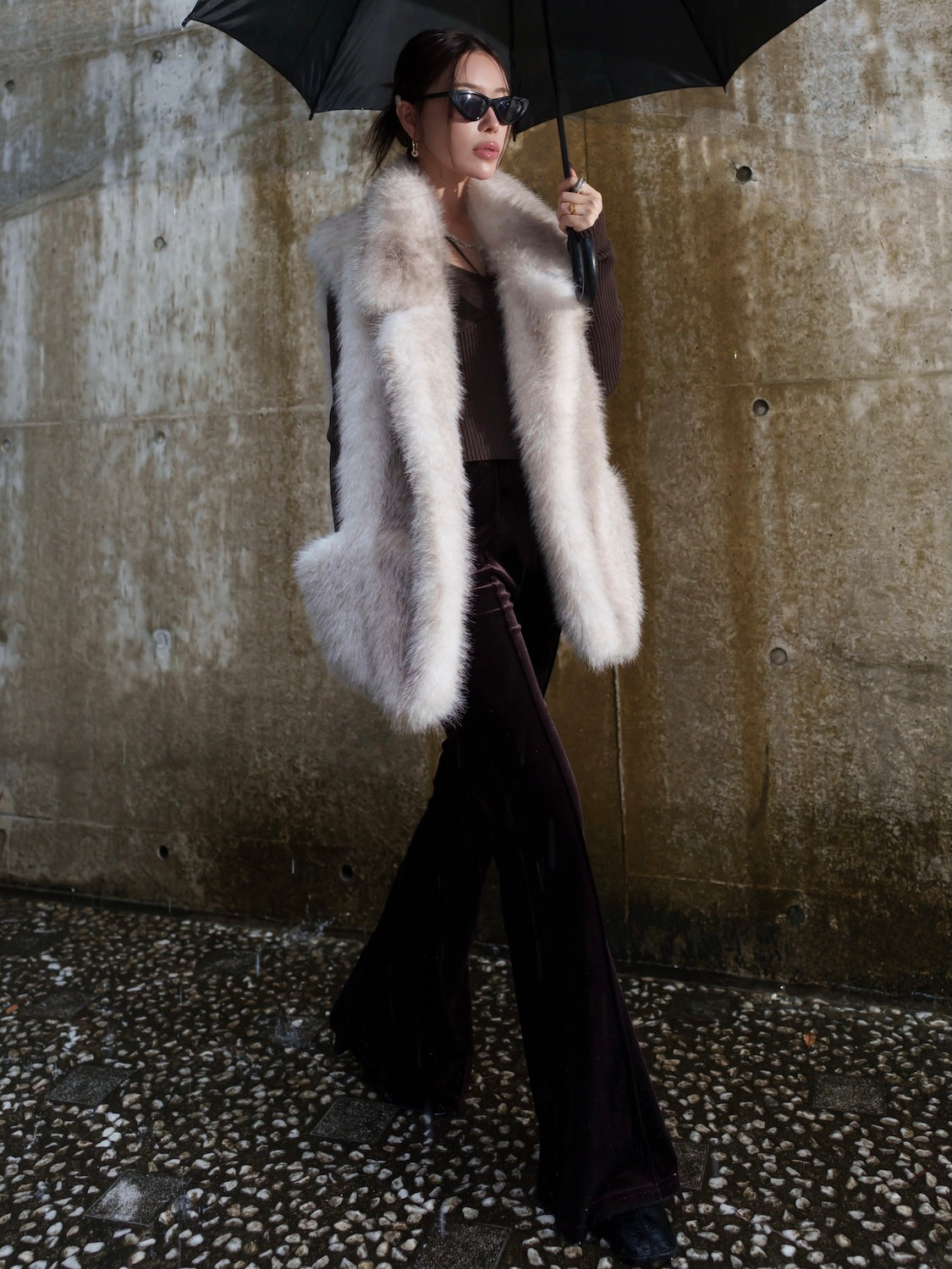 Suede ボンディング Fur ベスト