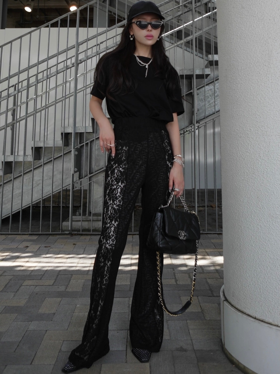 Stretch レース フレアパンツ