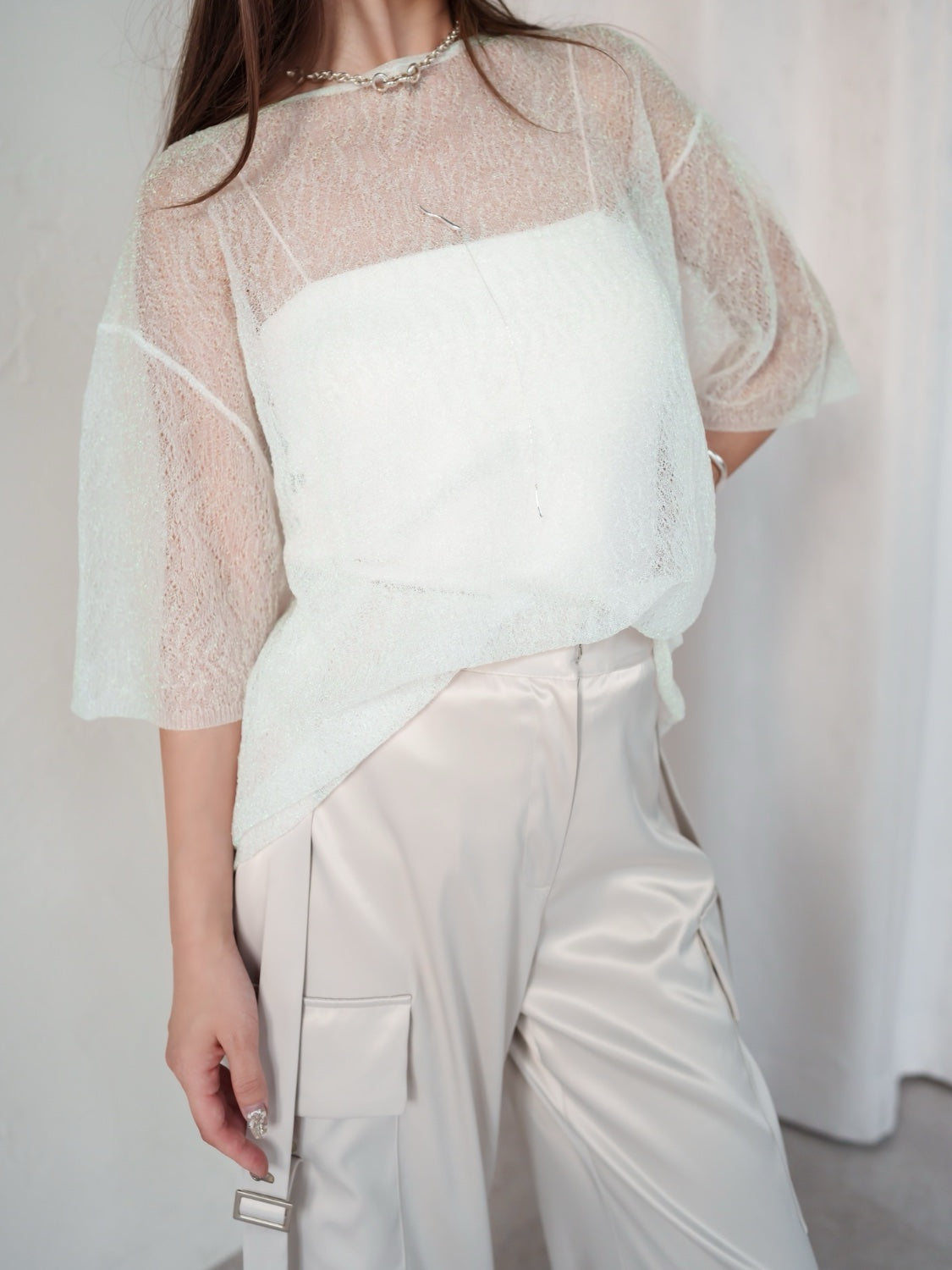 Sheer Knit Over T-shirt