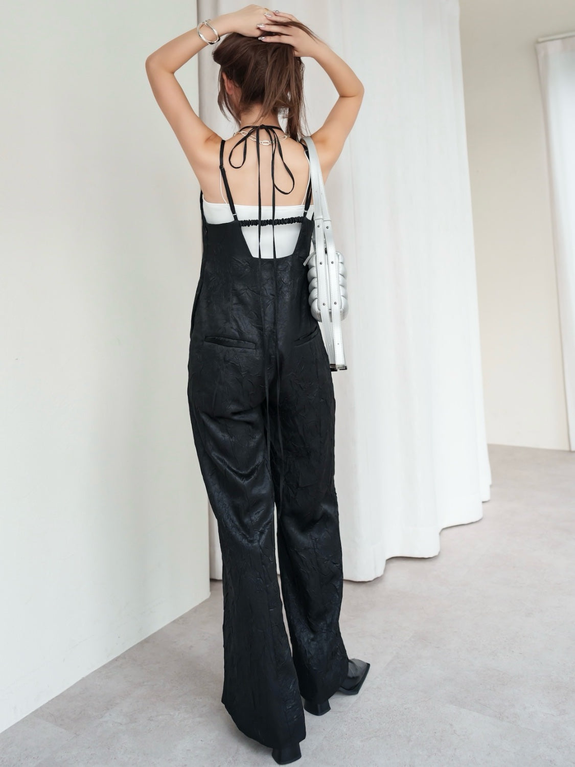 Glossy Washer Satin Romper