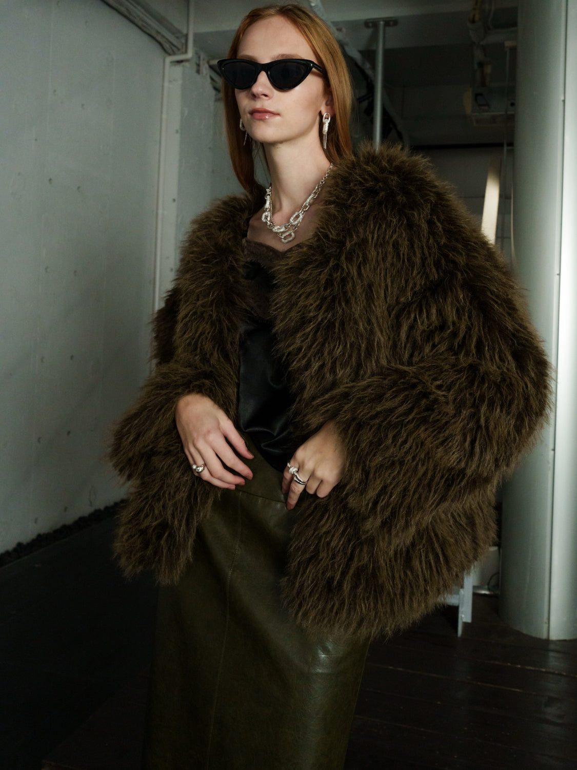 ノーカラー チベット Fur コート