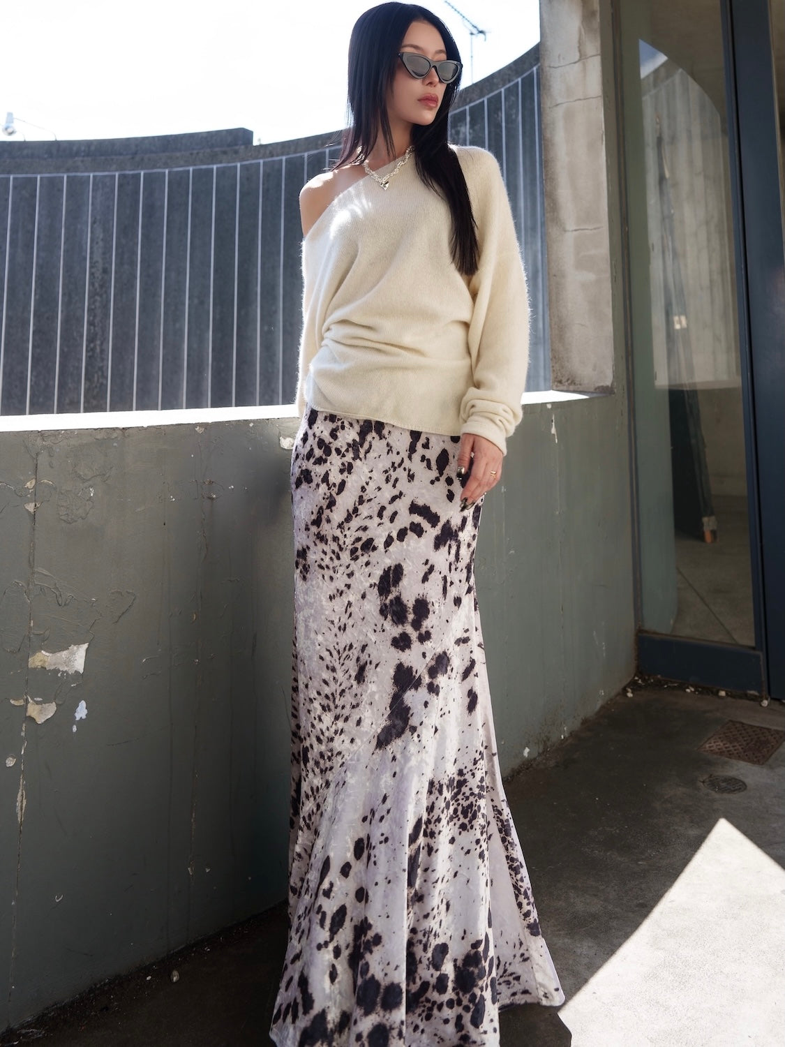 アシンメトリー ラクーン KNIT トップス