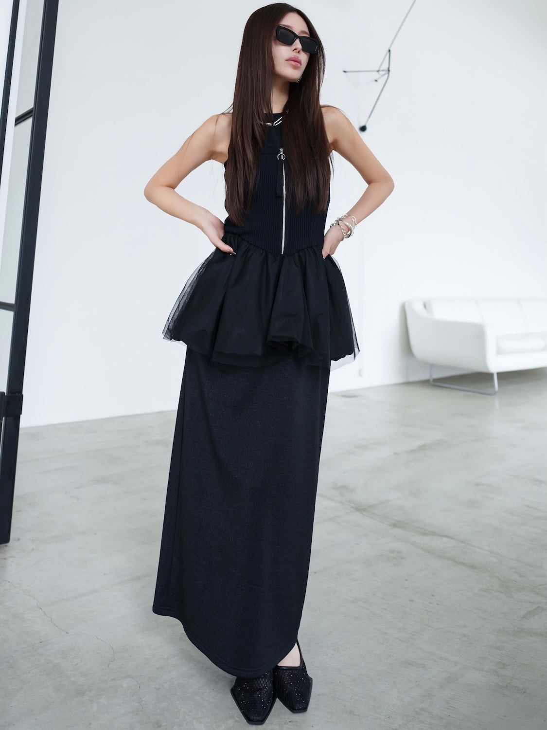 ニット ドッキング バルーンペプラム