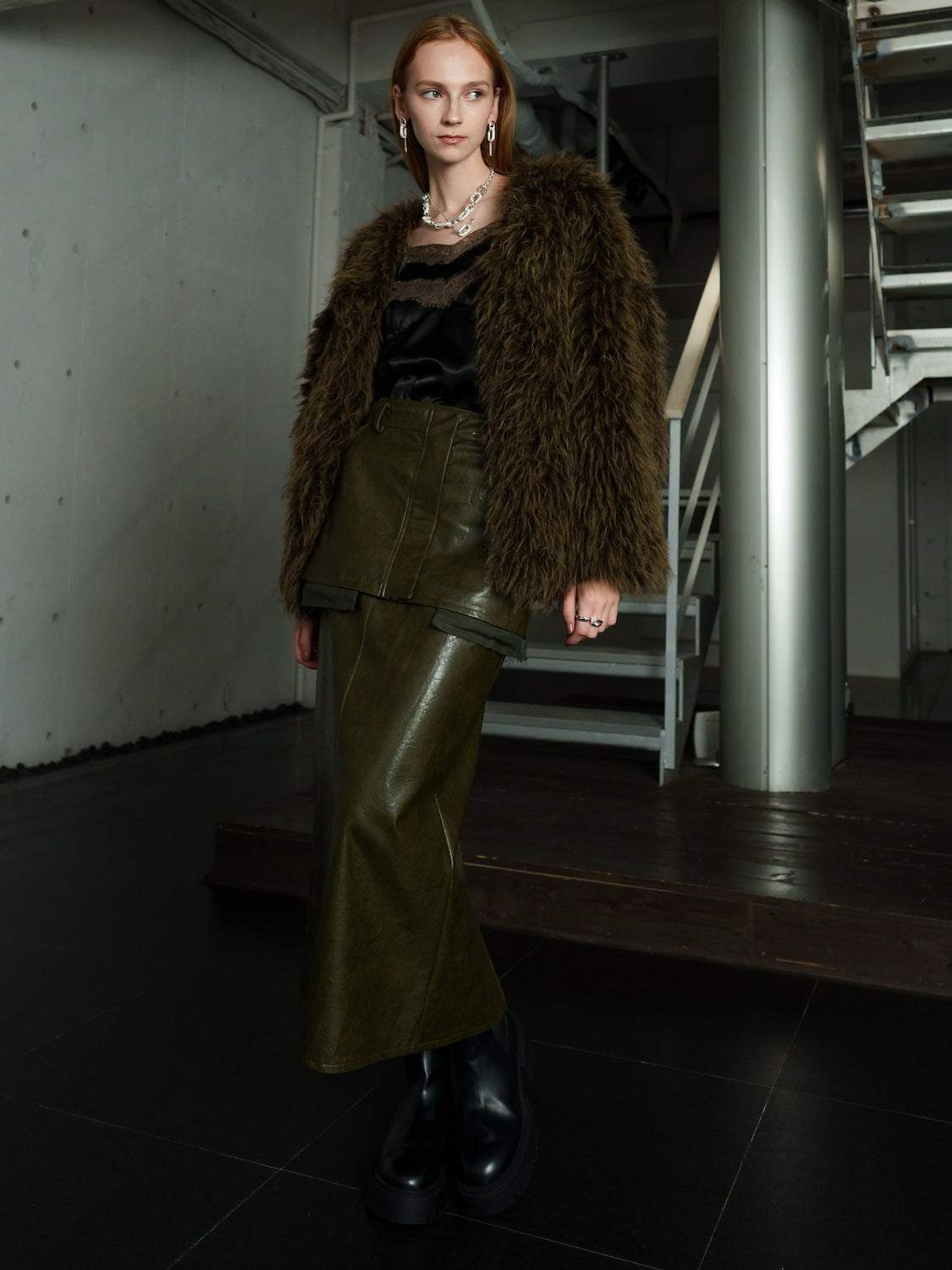 ノーカラー チベット Fur コート