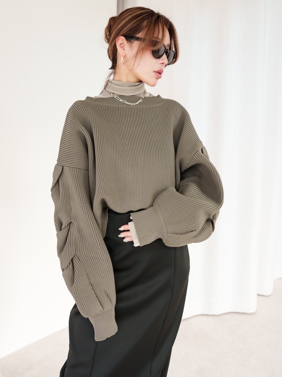 2way sleeve design cardigan