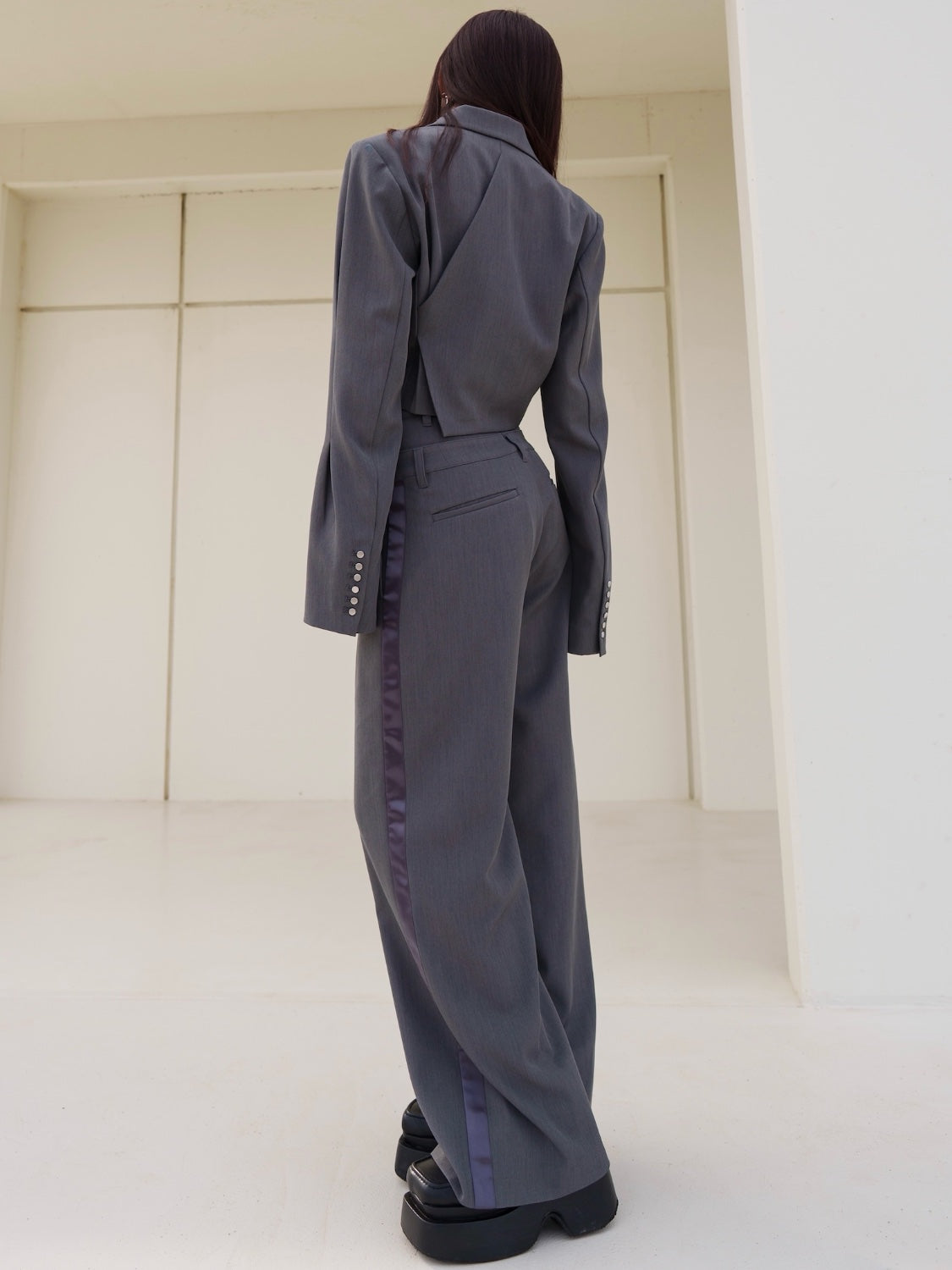 ダブル Waist ライン スラックス