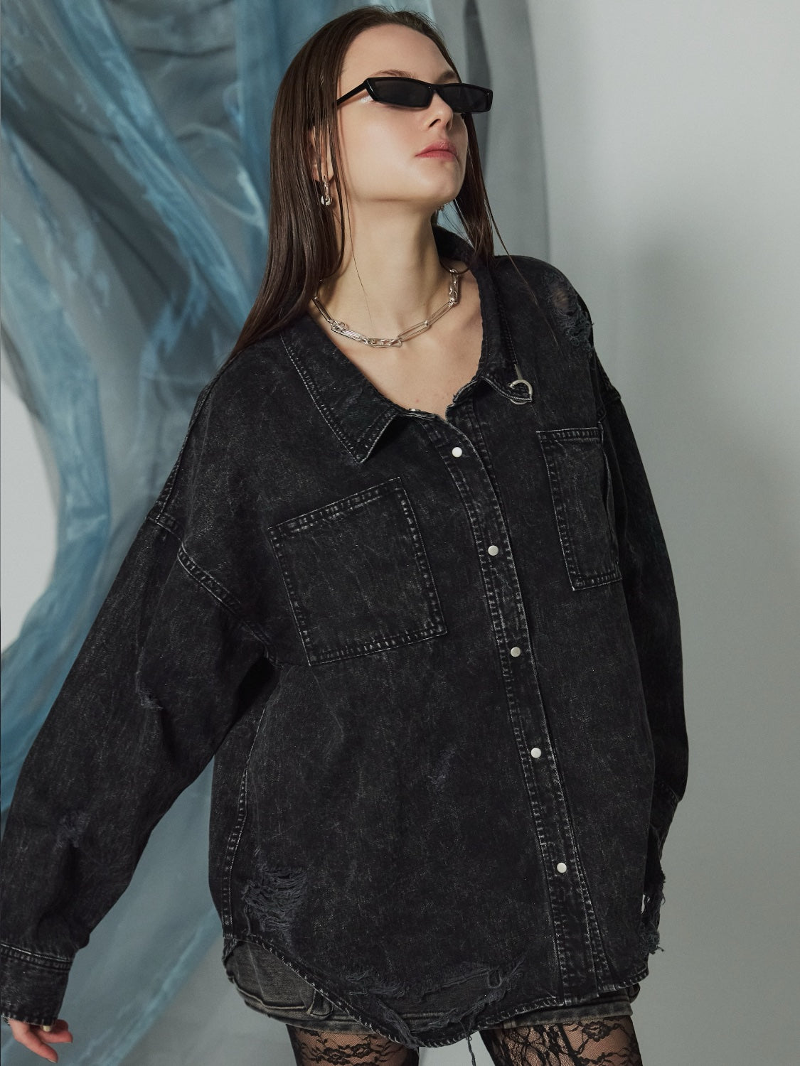 2WAY ダメージ DENIMシャツ