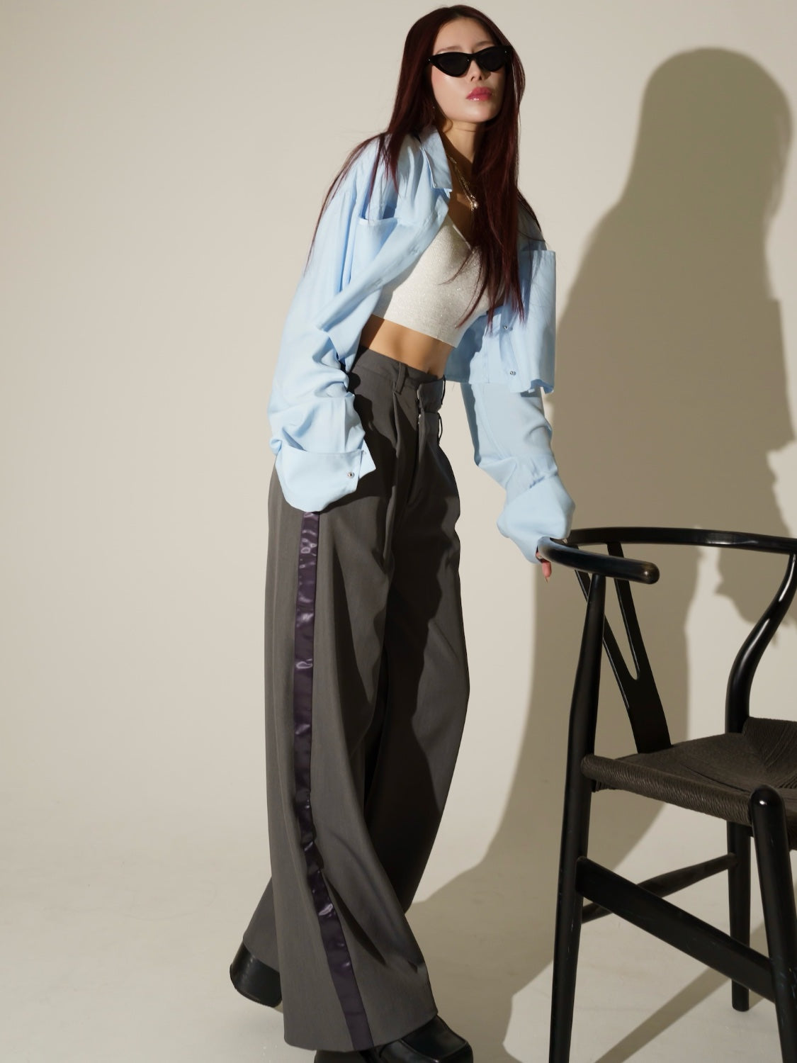 ダブル Waist ライン スラックス