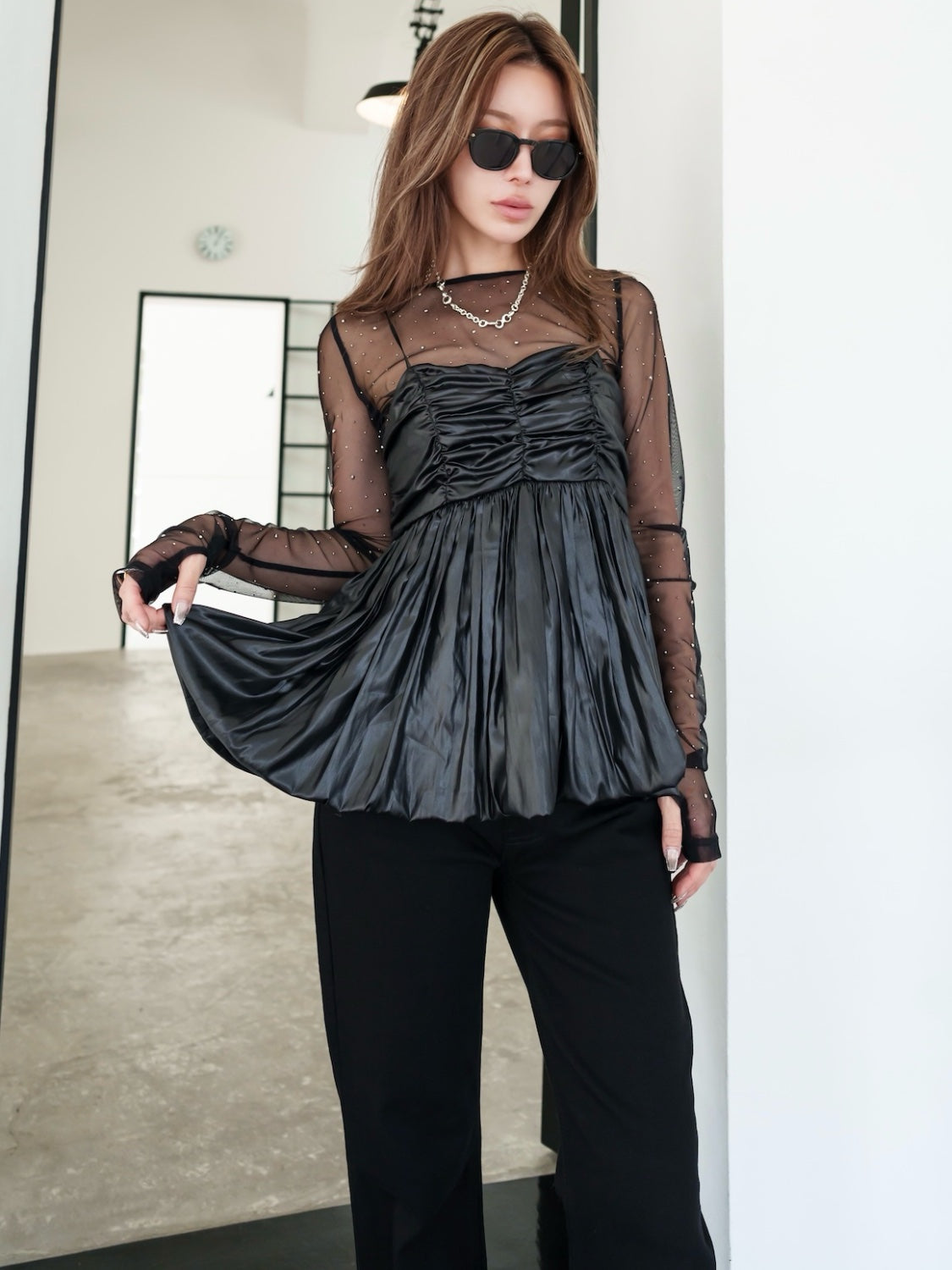 レザーライク ぺプラム Camisole