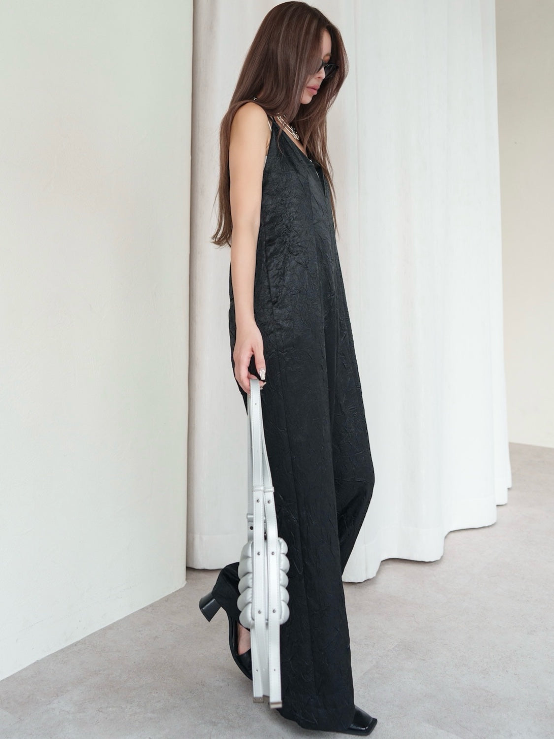 Glossy Washer Satin Romper