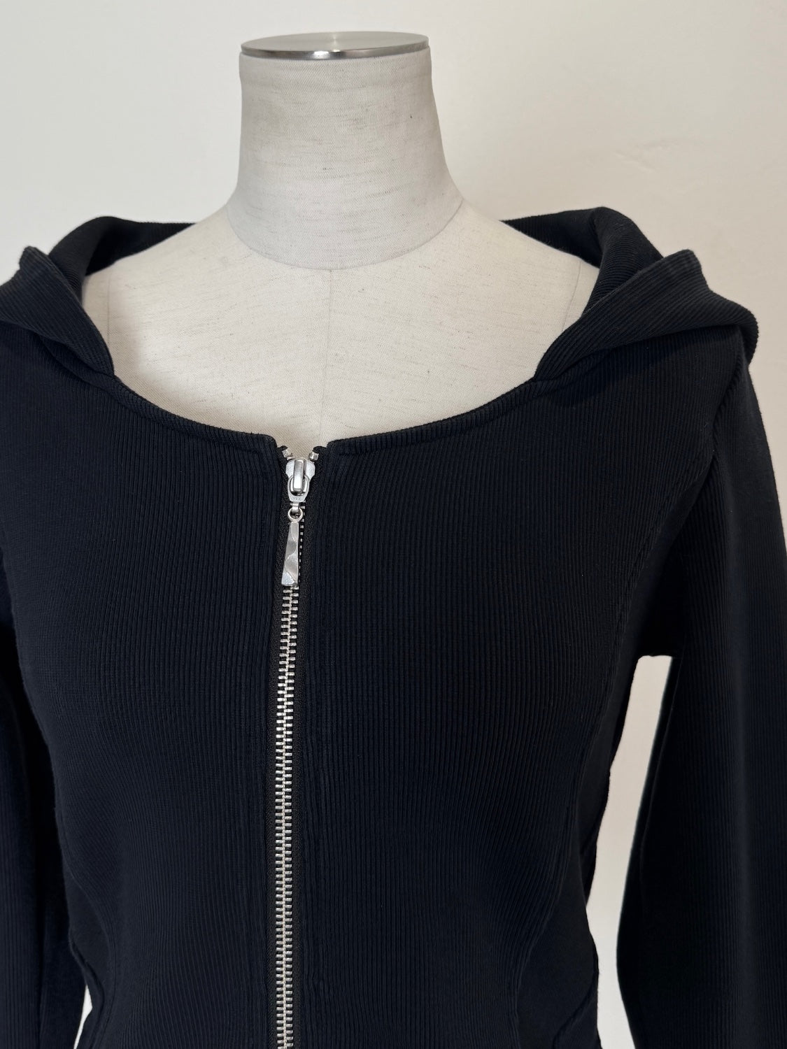 Washed リブ フロントZip フーディー