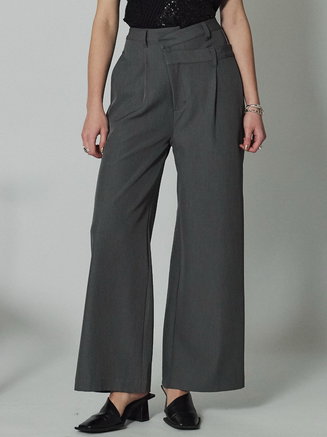 ダブル Waist ライン スラックス