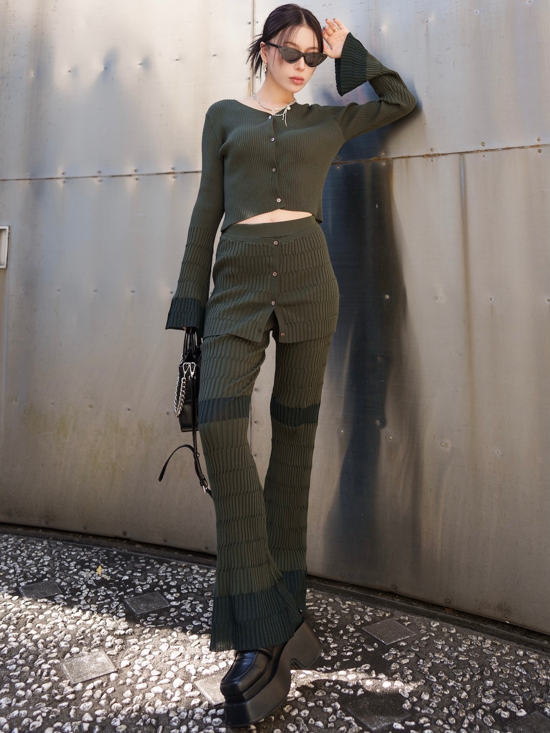 Multi シアー Ribニット セットアップ