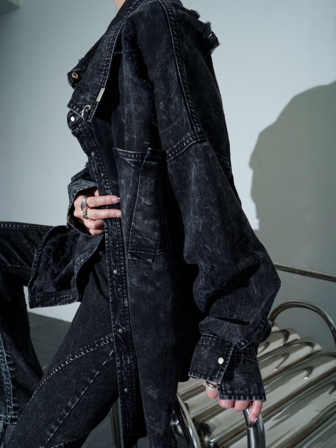2WAY ダメージ DENIMシャツ