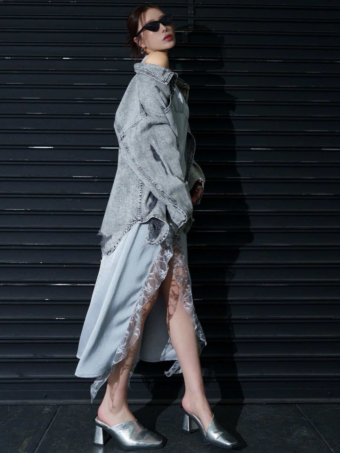 2WAY ダメージ DENIMシャツ