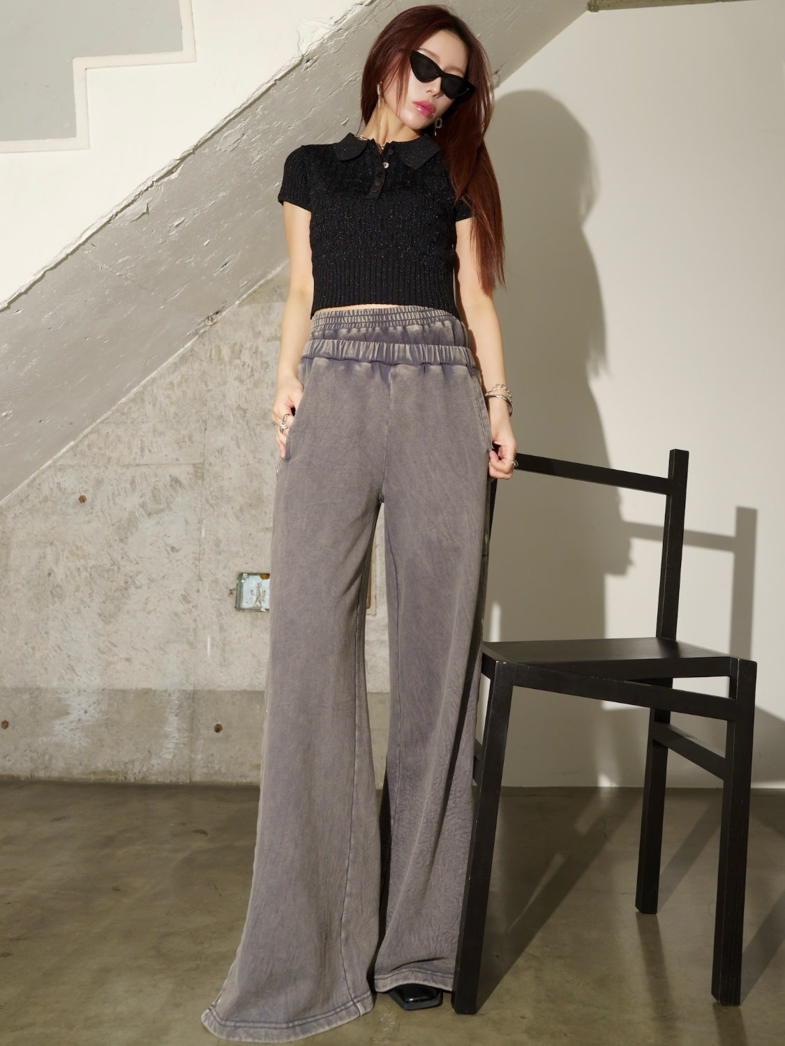 ラメ エンボス KNIT ポロシャツ