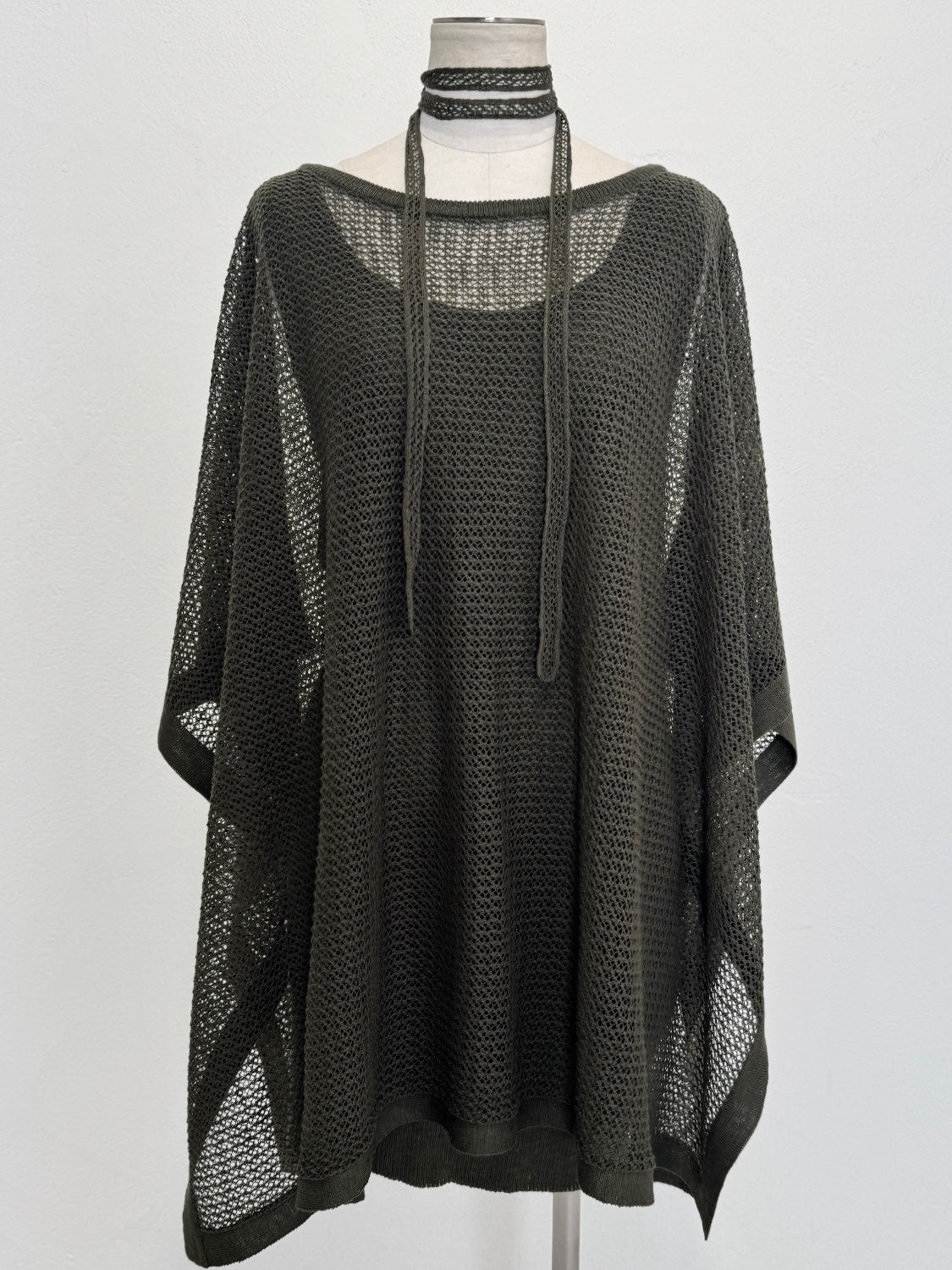 3ピース シアーメッシュ KNIT ポンチョ Set