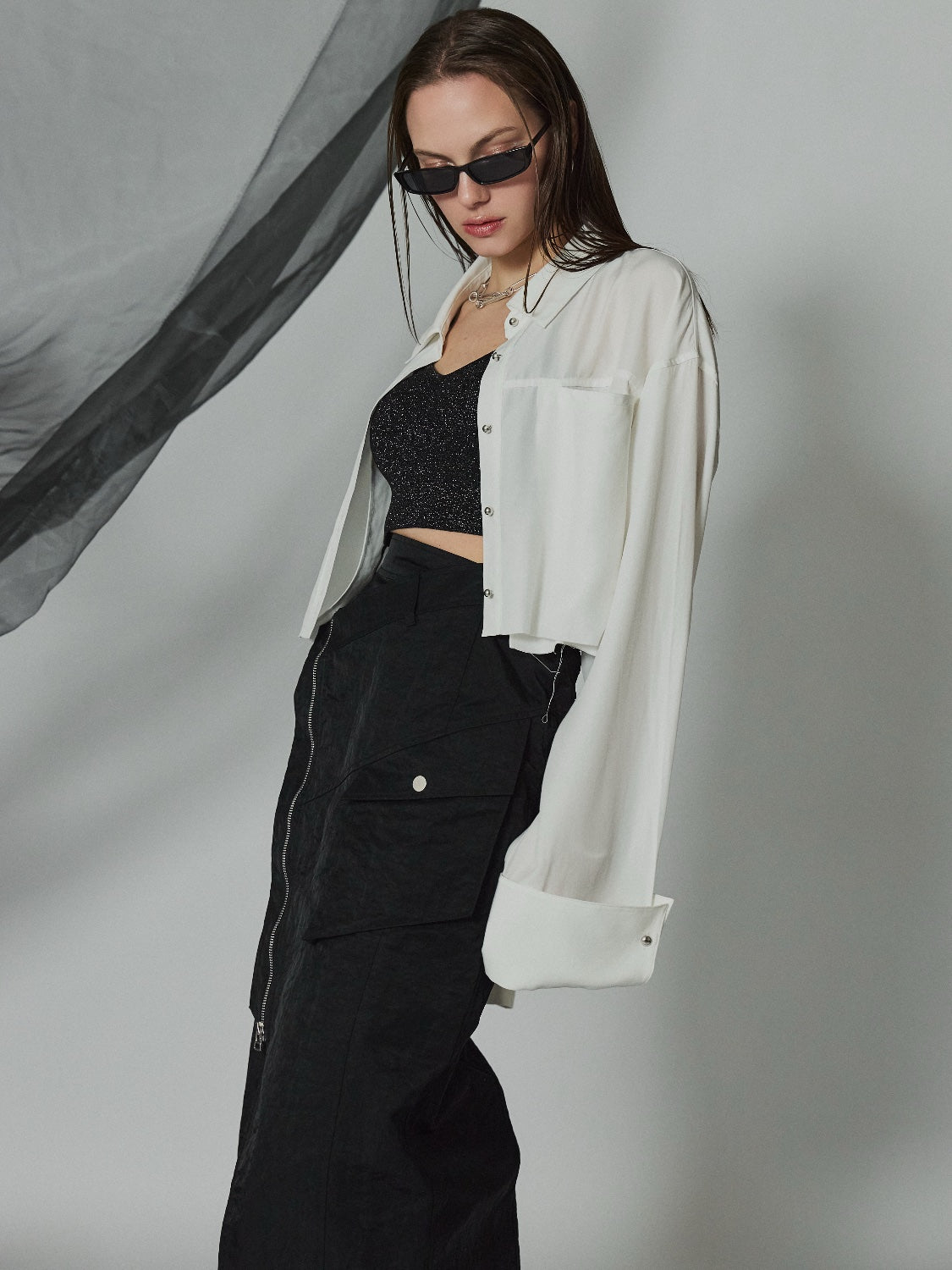 カットオフ Cropped ブラウス